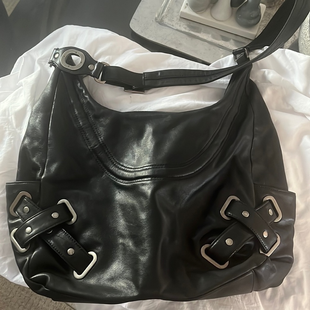 Black leather Hobo large satchel great detail excellent condition!